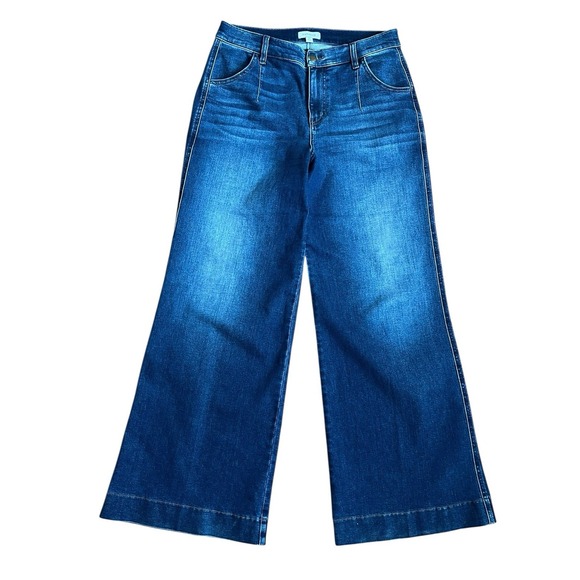 Evereve The Ever Trouser Jeans Size 30 Wide Leg Dark Wash